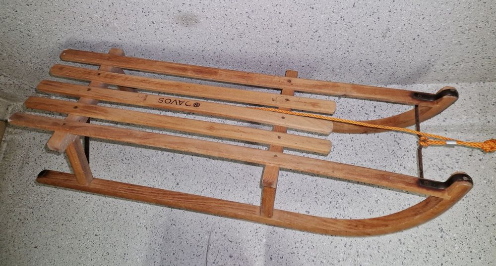 Ancienne Luge D'Enfant En Bois Davos - Vintage French Finds