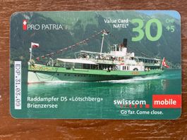 Telefonkarte Pro Patria, Raddampfer Lötschnerg Brienzersee