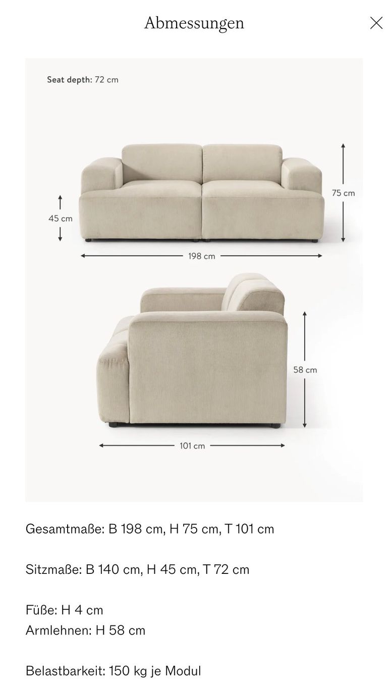Westwing Divani: Westwing Cord-Sofa Melva (2-Sitzer) – Usato da Lausanne venduto da Seradii 4