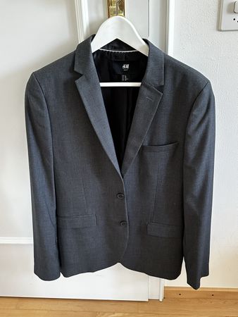 H&M Men's Grey Blazer - Stylish & Modern, Size 48