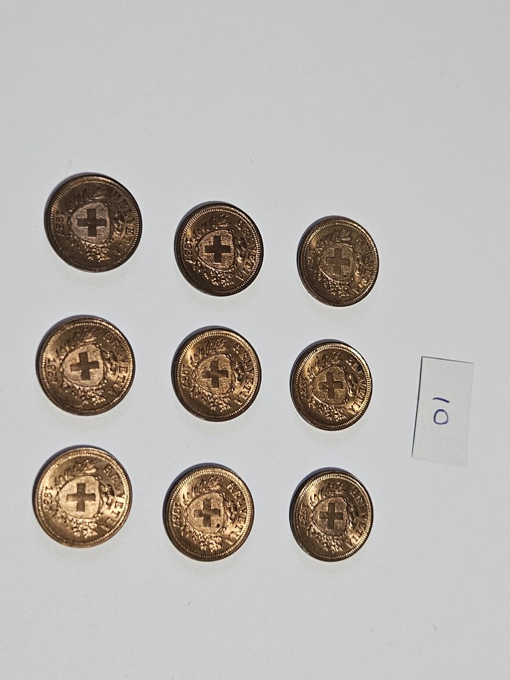 Tutti le monete: 1 Rappen 1937, 9 Stk. – Usato da Pfäffikon ZH venduto da Melibol 1