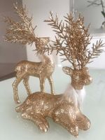 2 Hirsche Deko Glitzer Xmas NEU