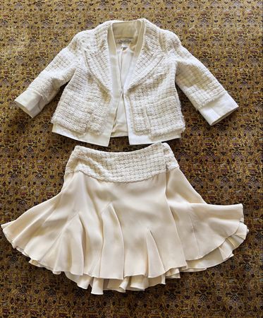Oscar de la Renta Kostüm (Jäckchen & Rock) Weiss Gr. 34-36
