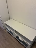 Meuble TV blanc avec 2 grands tiroirs