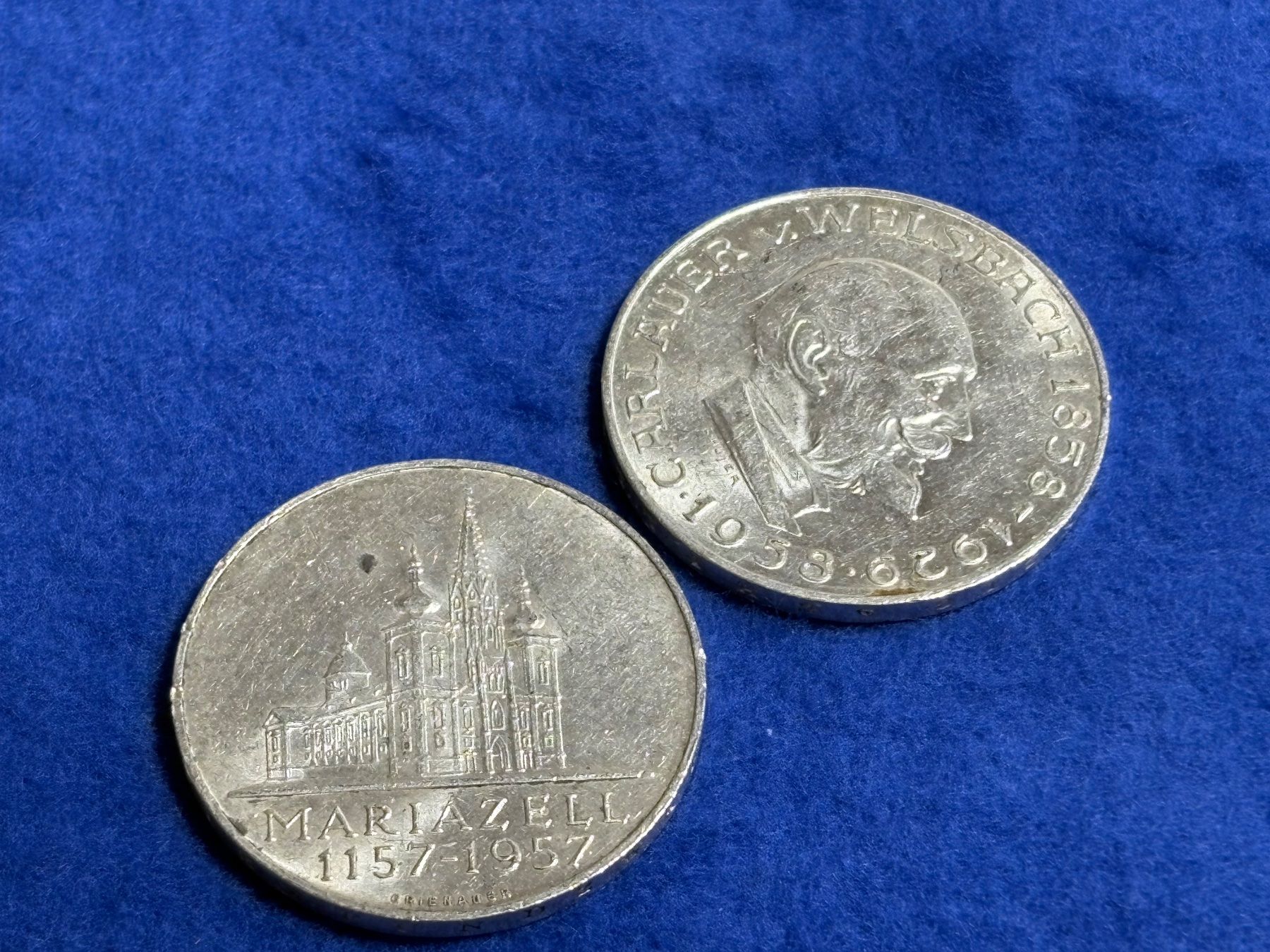 Alle Münzen: 2 x 25 Schilling, 1 x 1957, 1 x 1958 – Gebraucht aus St. Peterzell von verena40 1
