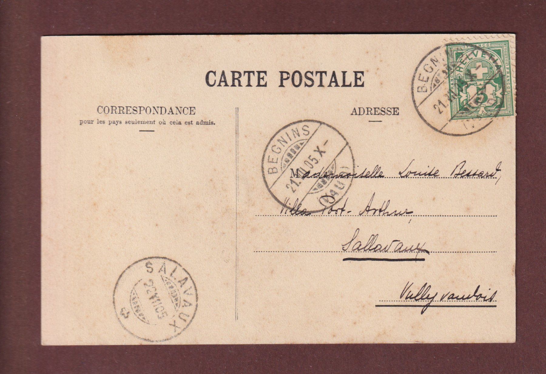 Cartes postales: BEGNINS - Eglise - 1905 – D'occasion à Pully par nicecards-shop 1
