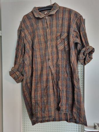 Robe chemise à carreaux marron vintage