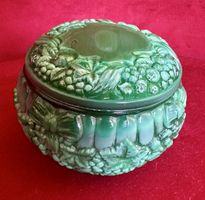 Art-déco-Schmuckschatulle aus tschechischem Malachitglas✨Top