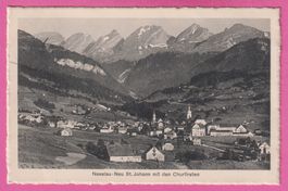 Nesslau Neu St. Johann gel 1914 mit den Churfirsten