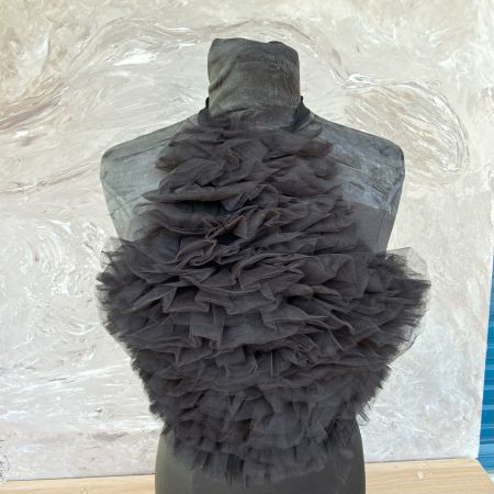 Crop Top Noir à Volants en Tulle – Taille M