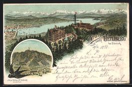 Litho Uetliberg b. Zürich, Panorama mit