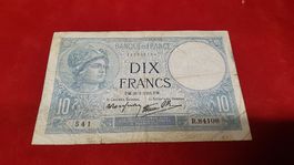 Seltene 10 France Banknote, Jahrgang 1941, Top Zustand!