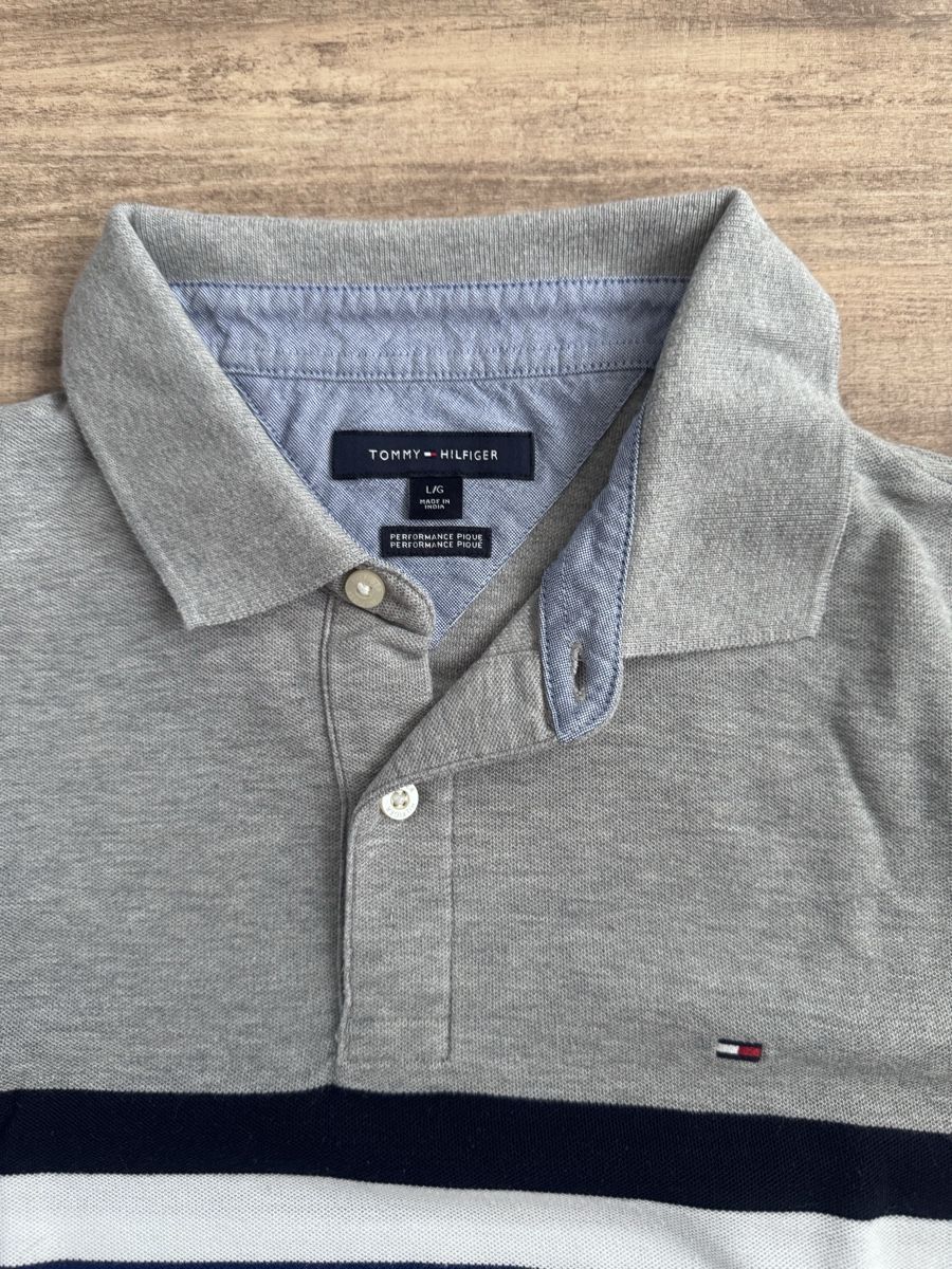 Tommy Hilfiger Magliette Polo: Polo Tommy Hilfiger grau-blau, Grösse L – Usato da Basel venduto da gou_ds98 1