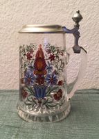 Bierkrug mit Zinndeckel / Handarbeit