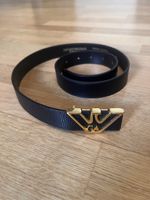 Emporio Armani Ledergürtel – Adler-Schnalle Gold – Gr. 85 