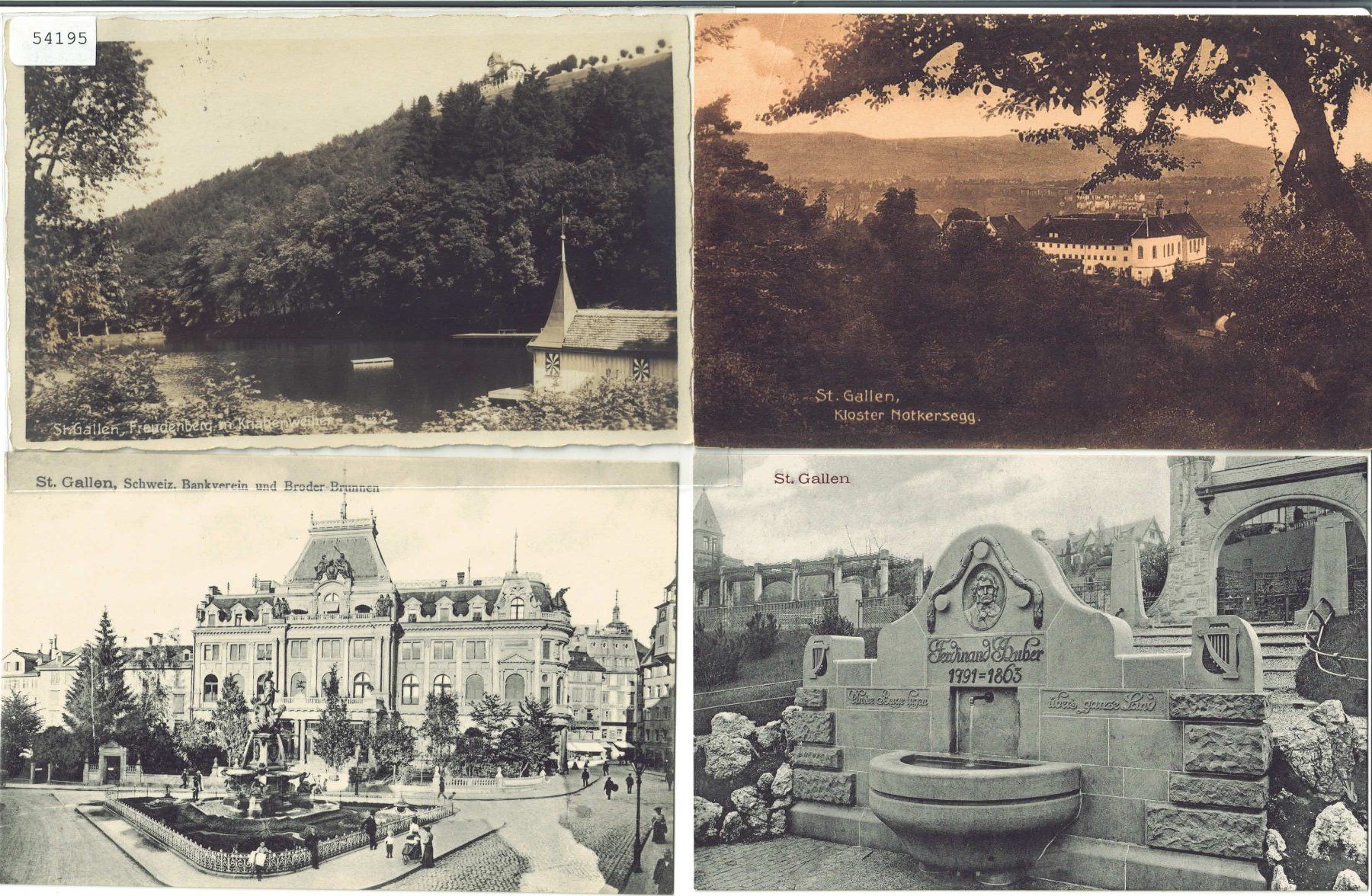 Cartoline postali: 4 AK - St. Gallen – Usato da Ettingen venduto da Kartenplanet