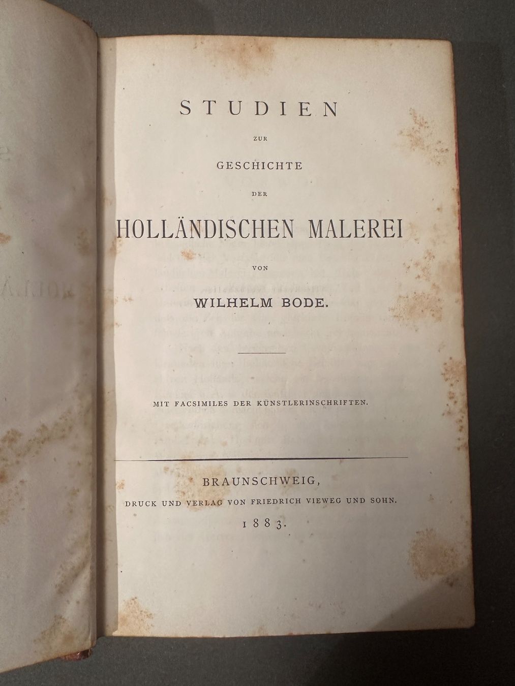 Libri: Wilhelm Bode: Studien z. Geschichte d. holländischen Malerei – Usato da Zürich venduto da allp 2