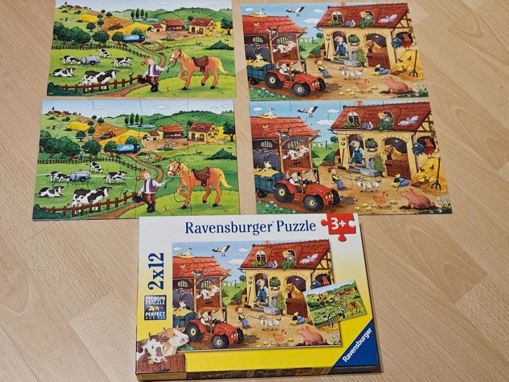 Ravensburger Kinderpuzzle - 05673 Tiere im Wald und auf der Wiese - 2x12 Teile Wissensposter, Wieso? Weshalb? Warum? Puzzle für Kinder ab 3 Jahren