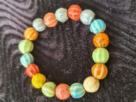 Keramik Perlen Armband, Bunt Gr. M-L / ca. 19 cm
