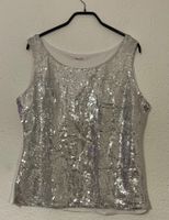 Funkelndes Pailletten Top, silber  Gr. XXL