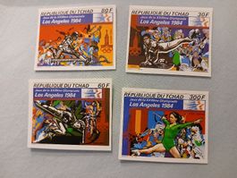 Quatre timbres Tchad Jeux Olympiques Los Angeles 1984