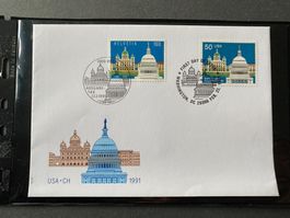 1991, FDC, Gemeinschaftsausgabe CH-USA