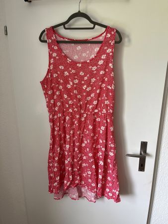 Sommerliches Blümchen Kleid, Rot/Weiss, Gr. 46, Top Zustand!