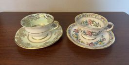 2 Vintage Foley Bone China Tassen mit Untertassen