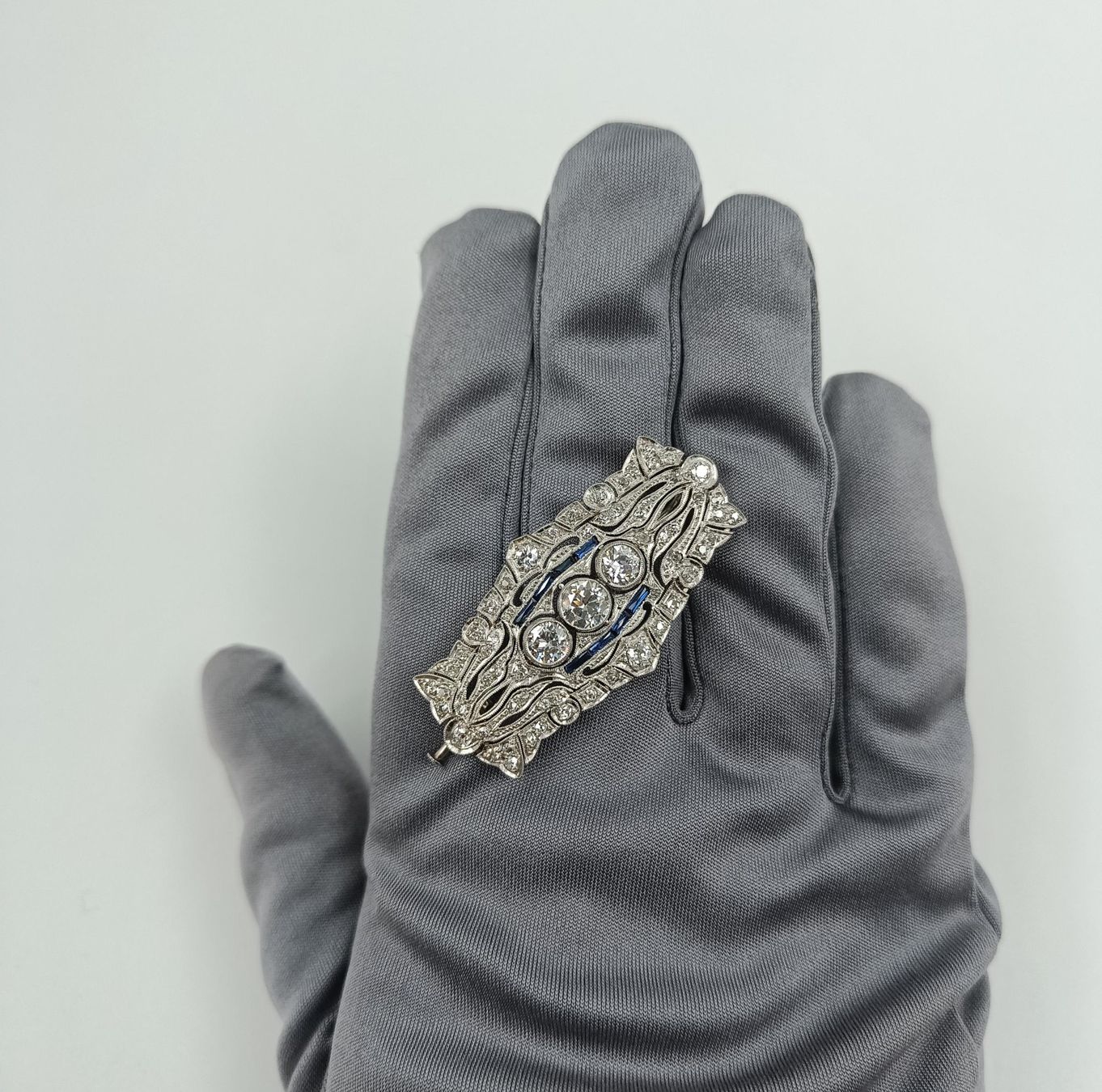 Spille & Fermagli: BROSCHE "ART DECO STIL" MIT DIAMANTEN, 950 PLATIN – Usato da Luzern venduto da EdiGem 9