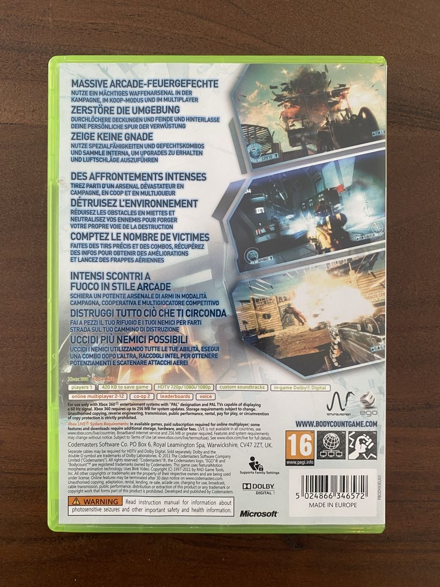 Microsoft Giochi: Bodycount für Xbox 360 – Usato da Thunstetten venduto da Virus_33 2