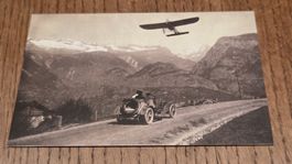 Ansichtskarte altes Auto und Flugzeug Ort nicht bekannt