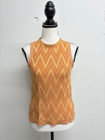 Second Female feinstrick Top Gr. XS beige Viskose Muster