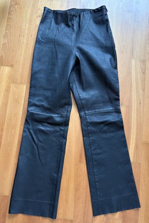Echt Lederhose Stretch dehnbare bootcut schwarz 36 38 S M
