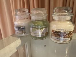 3 Yankee Candle Duftkerzen Vanilla, Limette, Zucker