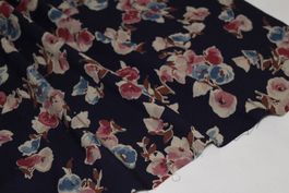 Stoff Kleiderstoff Viscose d.blau/Blumen