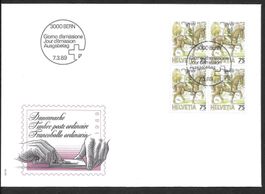 FDC Nr. 740 Viererblock ET Bern 7.3.1989