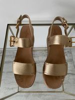 Sandali Car Shoe con zeppa Pelle oro metallizza TG 41