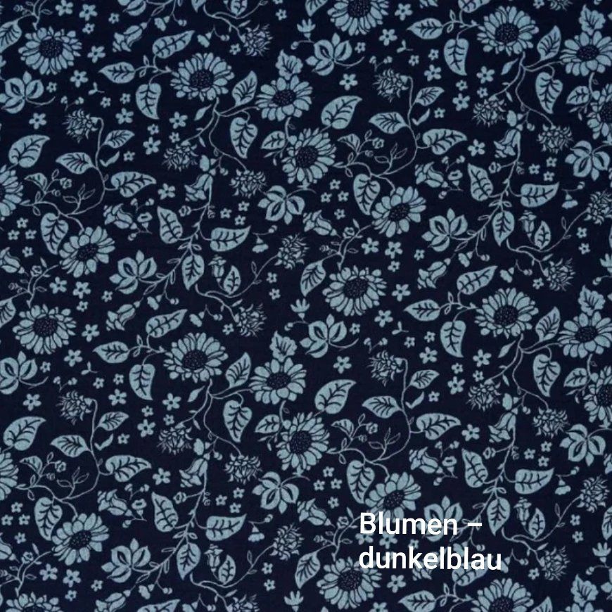 Tessuti: Musselin Blumen dunkelblau – Nuovo e nell'imballaggio originale da Steg im Tösstal venduto da J.Kreisl