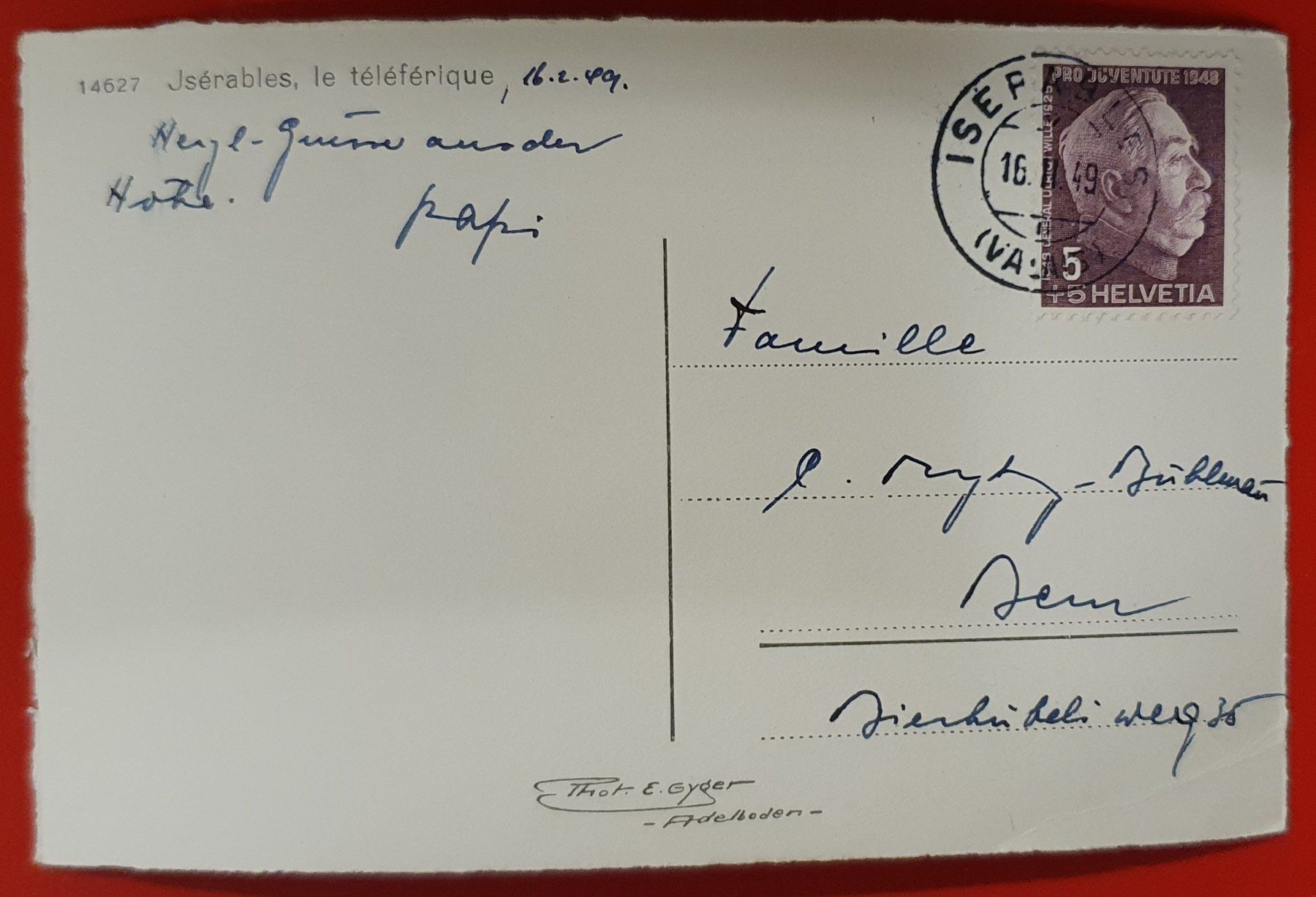 Ansichtskarten: Schwebebahn Bahn Jsérables VS 1949 – Gebraucht aus Kreuzlingen von Rschweiz1 1
