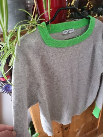 Scott & Scott Kaschmir Pullover, Grau/Neon-Grün, Top! (55)