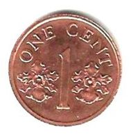One  Cent Münze 2001 Singapura
