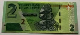 Zimbabwe 2 Dollars 2019 Neuwertig