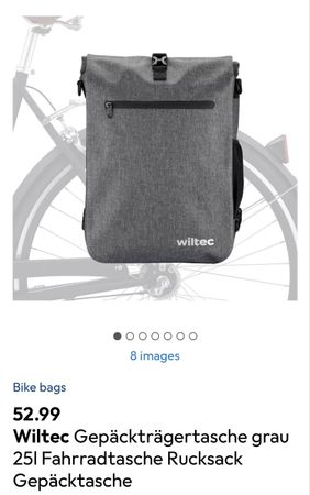 Wiltec Gepaecktraegertasche grau 25l Fahrradtasche
