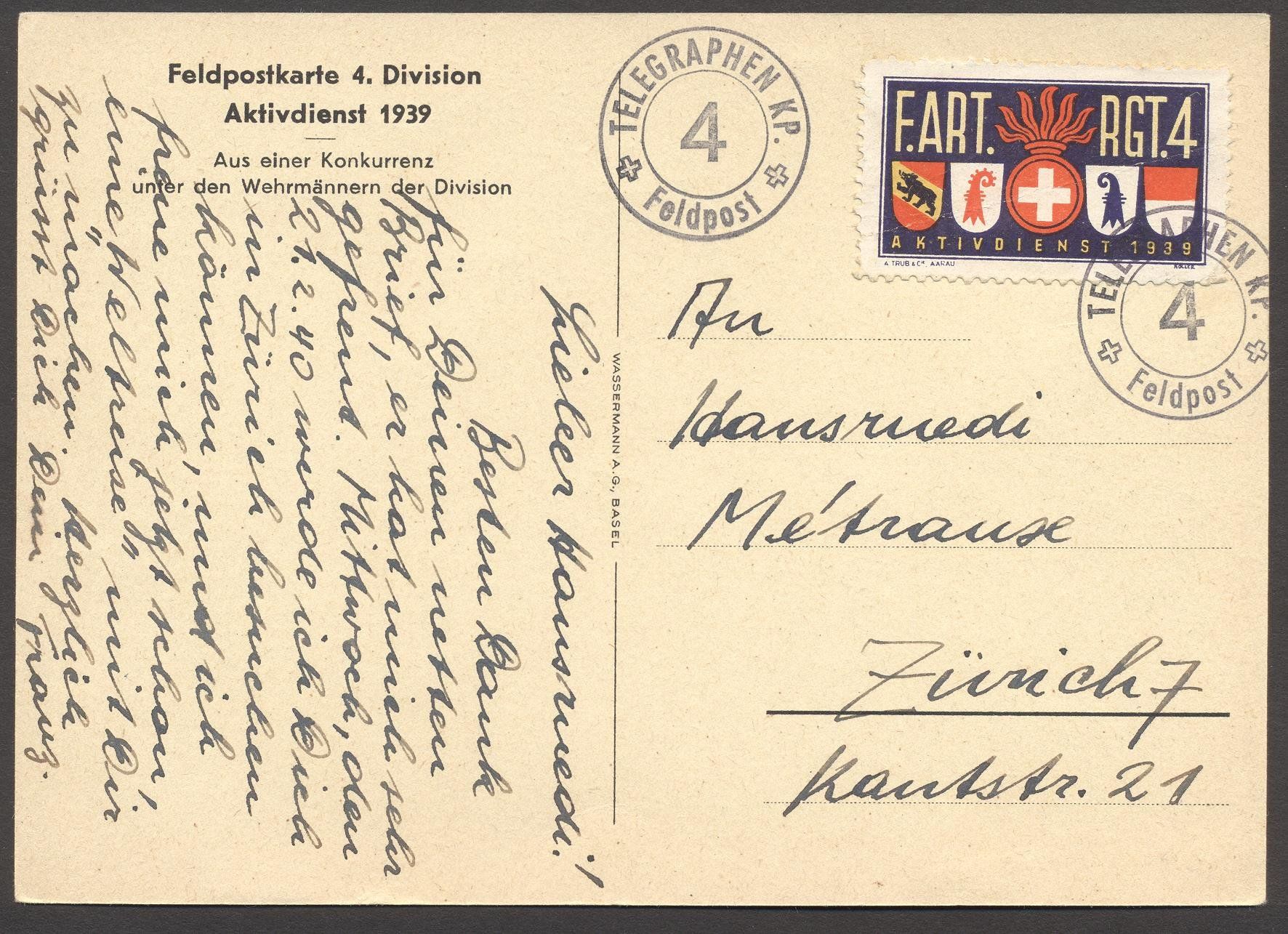 Cartoline postali: WK2 Einheitskarte Kommando Nr. 16 – Usato da Siebnen venduto da Fstaehli 1