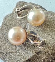 Vintage Ohrclips mit Perlen Sterling Silber + Meisterpunze