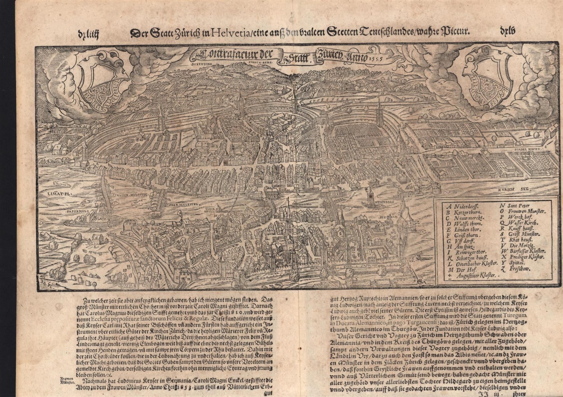 Cartine & Atlanti: Zürich Originalholzschnitt 1595 – Usato da Rafz venduto da Helvet32