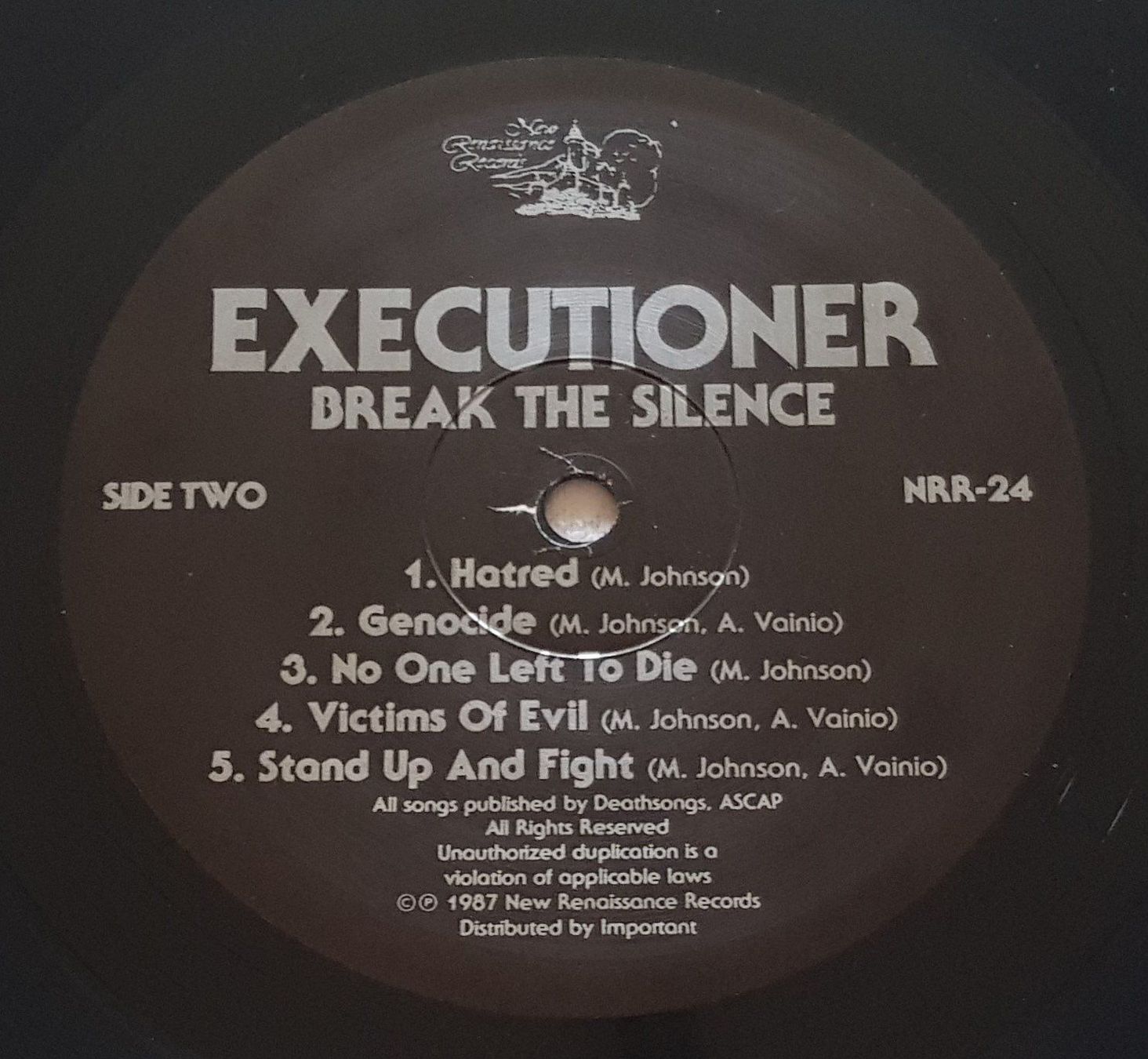Dischi in vinile: Executioner – Break The Silence - 1987 - US First Press – Usato da Uster venduto da Zardodel 5