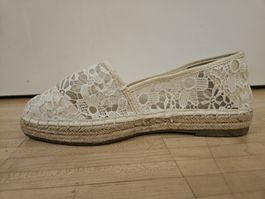 Weisse Espadrilles mit Spitze, Sommer Schuhe, Gr. 41