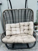 Hängesessel Rattan mit Polster grau guter Zustand