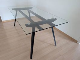 MID.YOU Esstisch 180x90 Glas/Metall Schwarz